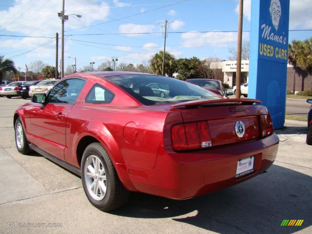 2005 Mustang V6 Deluxe Coupe - Redfire Metallic / Medium Parchment photo #6