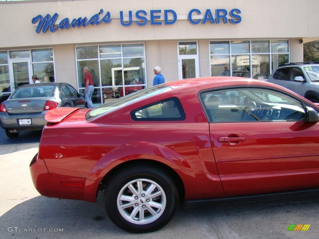 2005 Mustang V6 Deluxe Coupe - Redfire Metallic / Medium Parchment photo #28