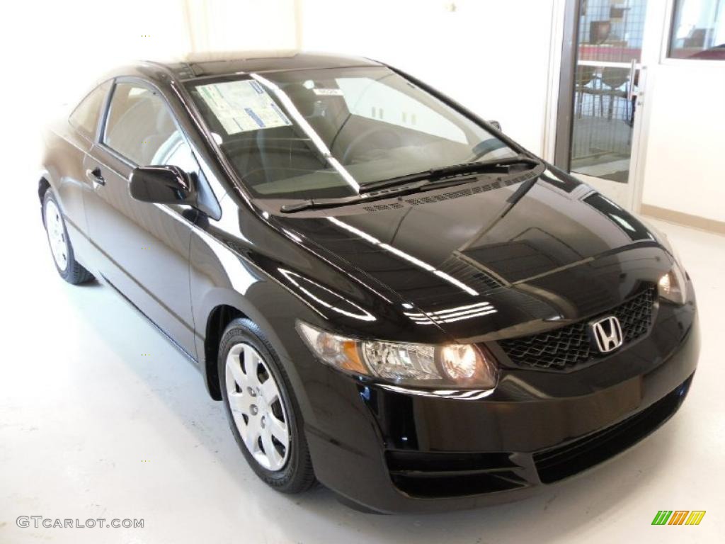 2010 Civic LX Coupe - Crystal Black Pearl / Gray photo #5