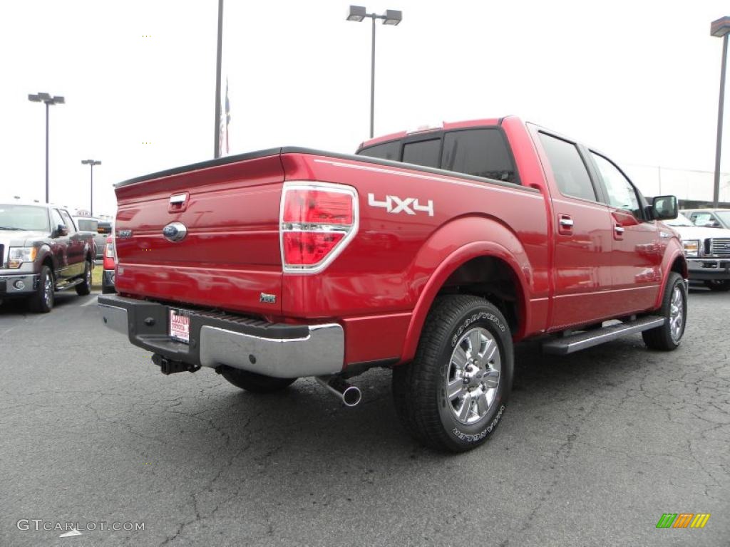 2010 F150 Lariat SuperCrew 4x4 - Red Candy Metallic / Tan photo #3