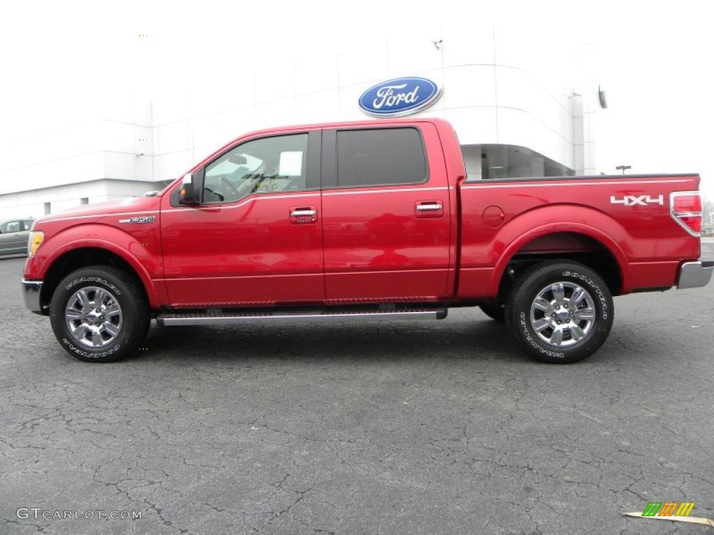 2010 F150 Lariat SuperCrew 4x4 - Red Candy Metallic / Tan photo #5
