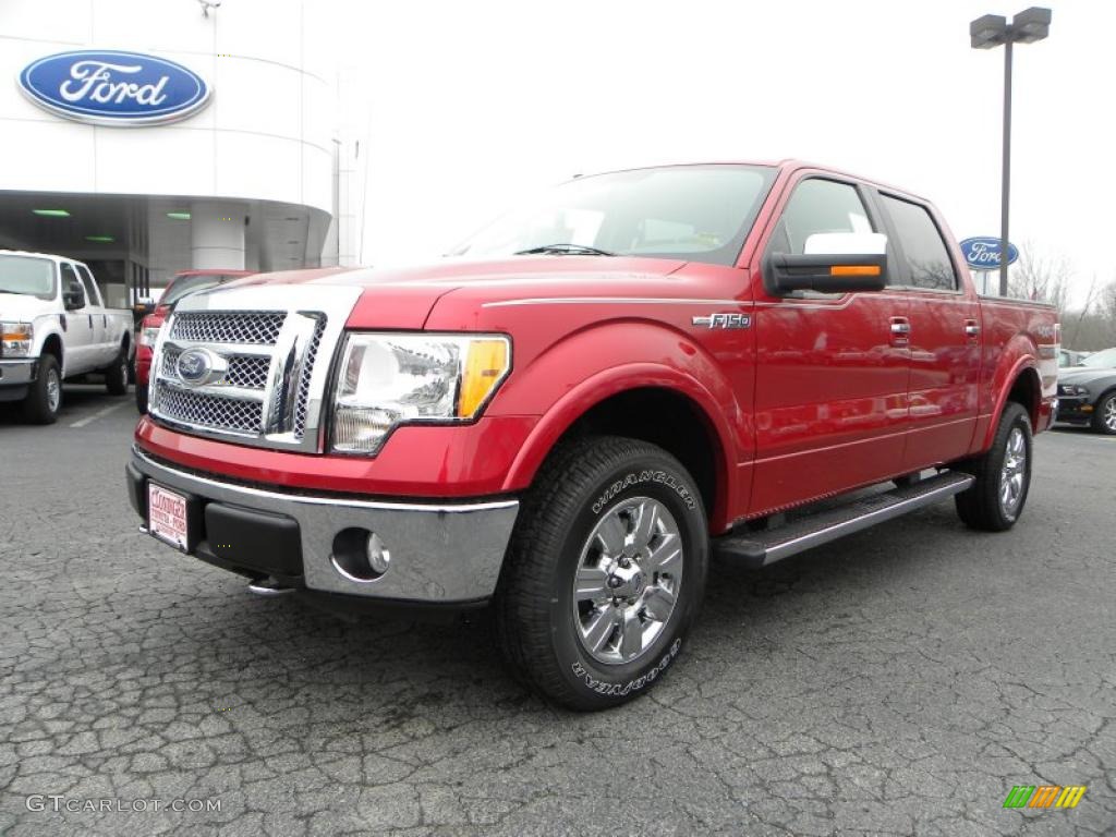 2010 F150 Lariat SuperCrew 4x4 - Red Candy Metallic / Tan photo #6