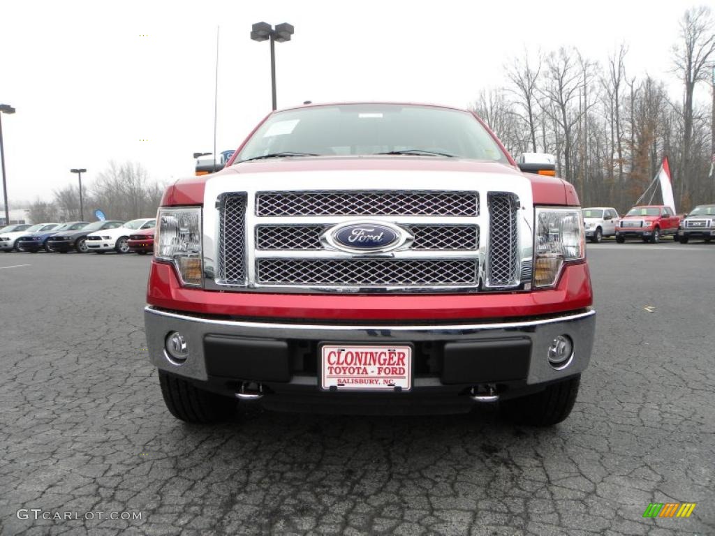 2010 F150 Lariat SuperCrew 4x4 - Red Candy Metallic / Tan photo #7