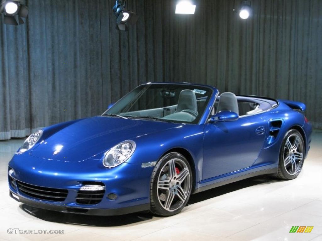 2008 911 Turbo Cabriolet - Cobalt Blue Metallic / Stone Grey photo #1