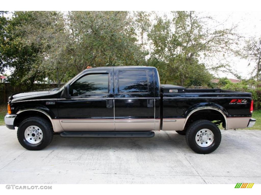 1999 F250 Super Duty Lariat Crew Cab 4x4 - Black / Medium Prairie Tan photo #4