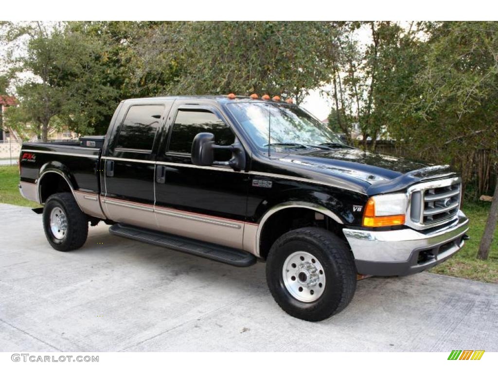 1999 F250 Super Duty Lariat Crew Cab 4x4 - Black / Medium Prairie Tan photo #14