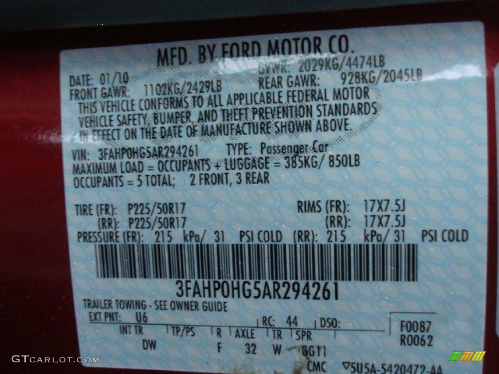 2010 Fusion SE V6 - Sangria Red Metallic / Charcoal Black photo #19