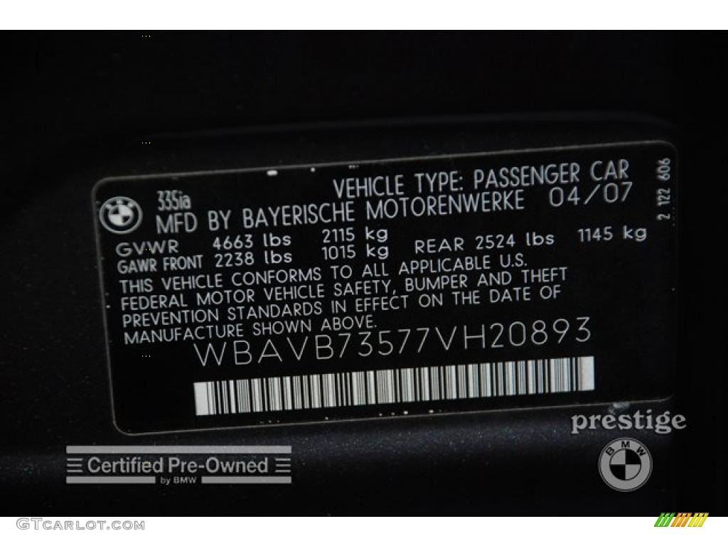 2007 3 Series 335i Sedan - Sparkling Graphite Metallic / Black photo #12