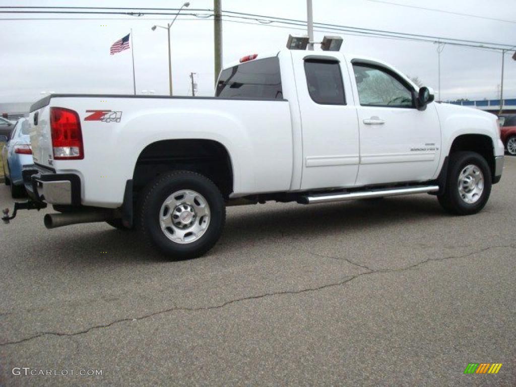 2007 Sierra 2500HD SLT Extended Cab 4x4 - Summit White / Dark Cashmere/Light Cashmere photo #7