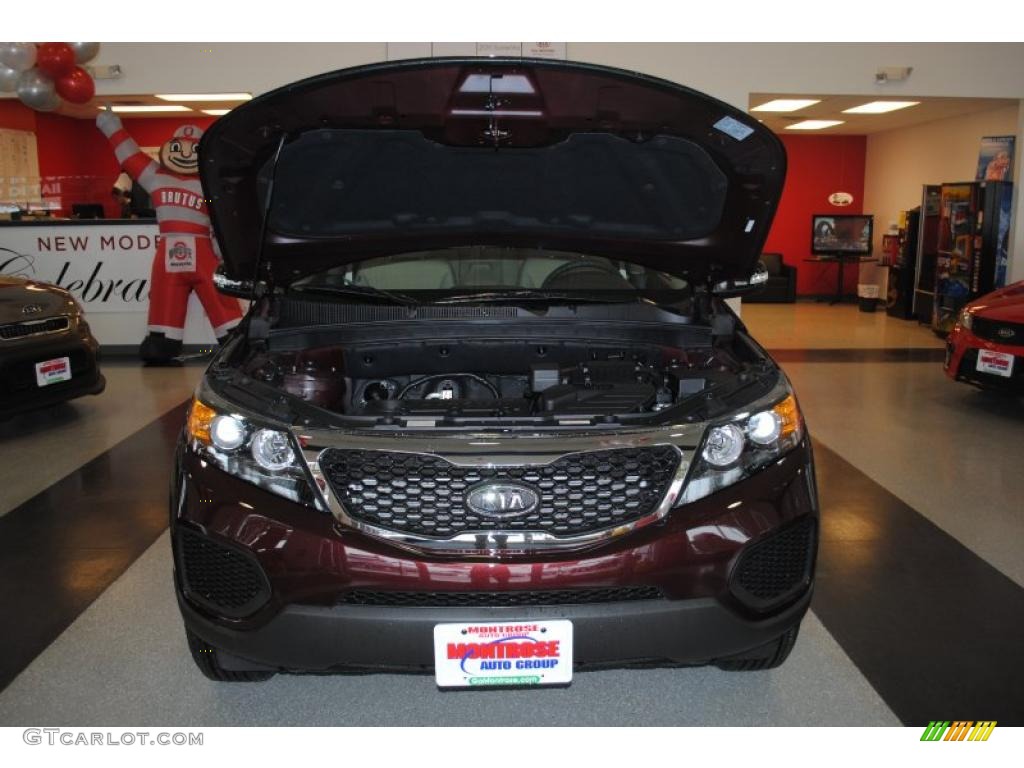 2011 Sorento LX AWD - Dark Cherry / Beige photo #22