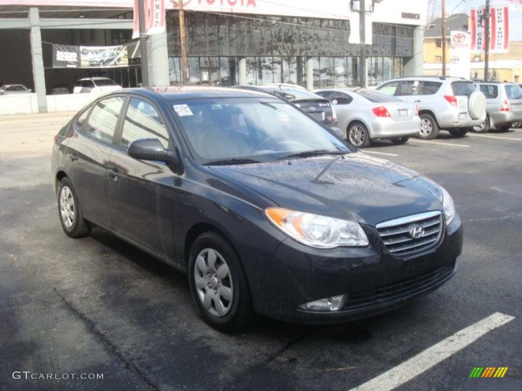 2009 Elantra GLS Sedan - Black Pearl / Gray photo #6