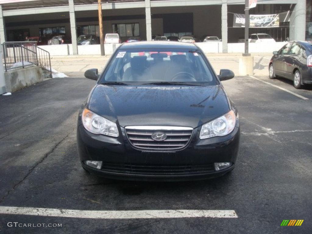2009 Elantra GLS Sedan - Black Pearl / Gray photo #7