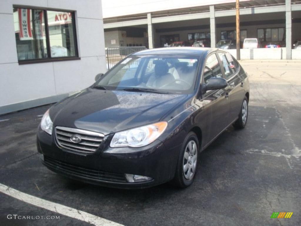 2009 Elantra GLS Sedan - Black Pearl / Gray photo #8