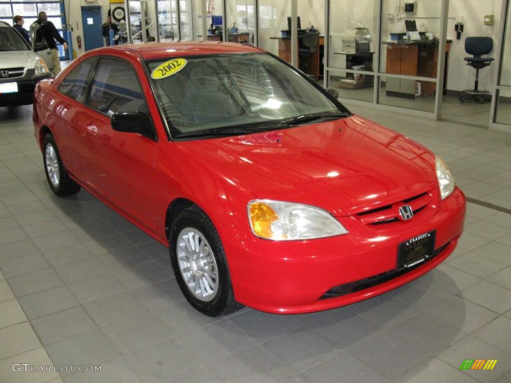 2002 Civic LX Coupe - Rally Red / Beige photo #1