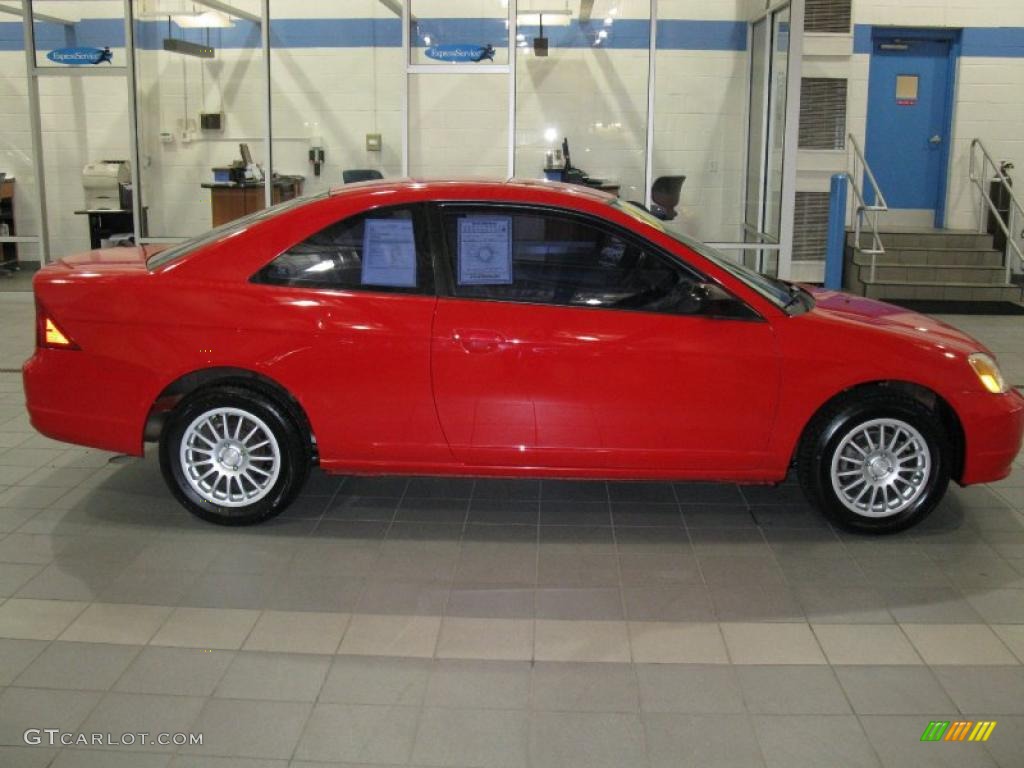 2002 Civic LX Coupe - Rally Red / Beige photo #3