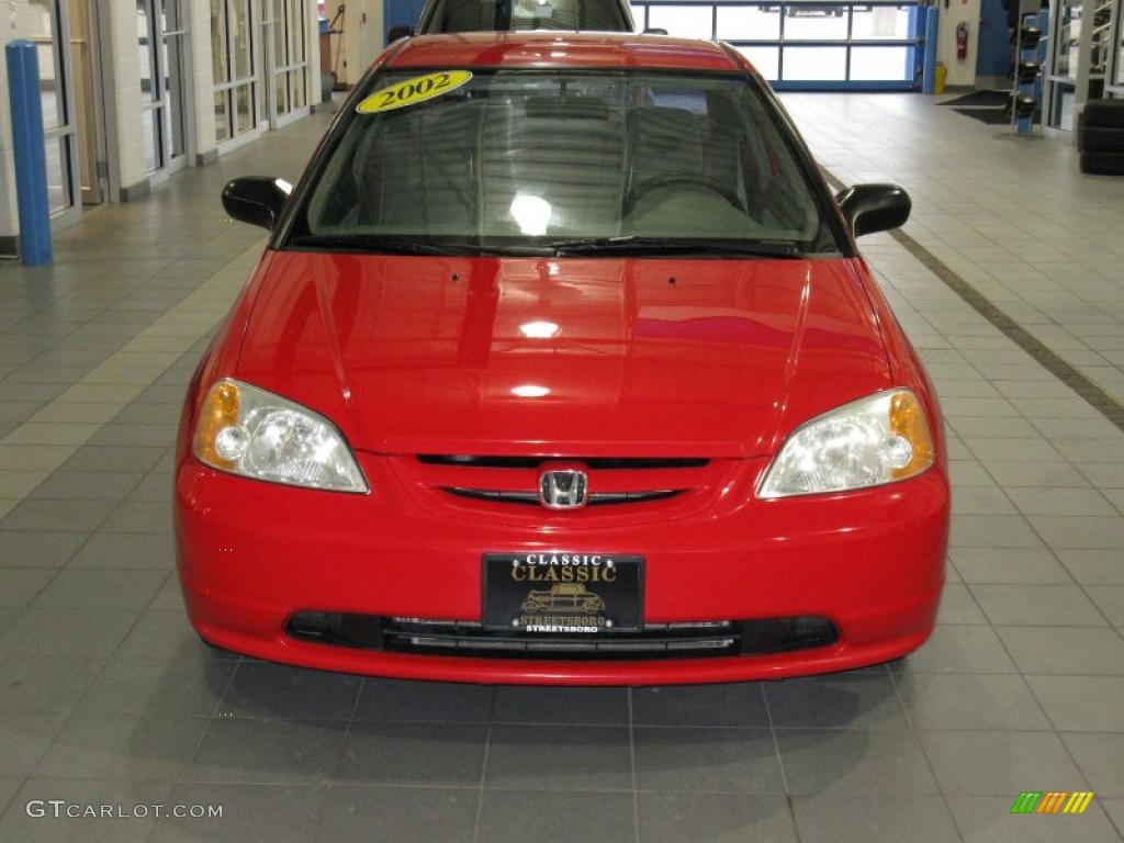 2002 Civic LX Coupe - Rally Red / Beige photo #5