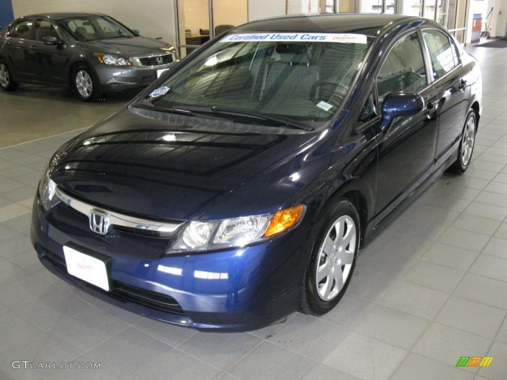 2007 Civic LX Sedan - Royal Blue Pearl / Gray photo #2