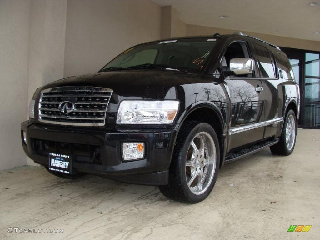 2008 QX 56 4WD - Liquid Onyx Black / Charcoal photo #1