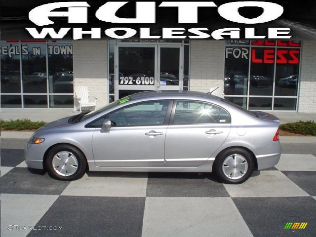 2006 Civic Hybrid Sedan - Alabaster Silver Metallic / Blue photo #1