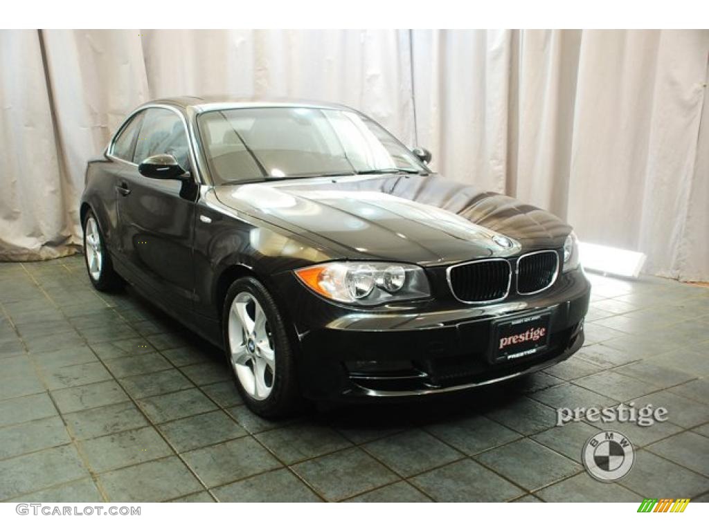 2008 1 Series 128i Coupe - Jet Black / Black photo #7