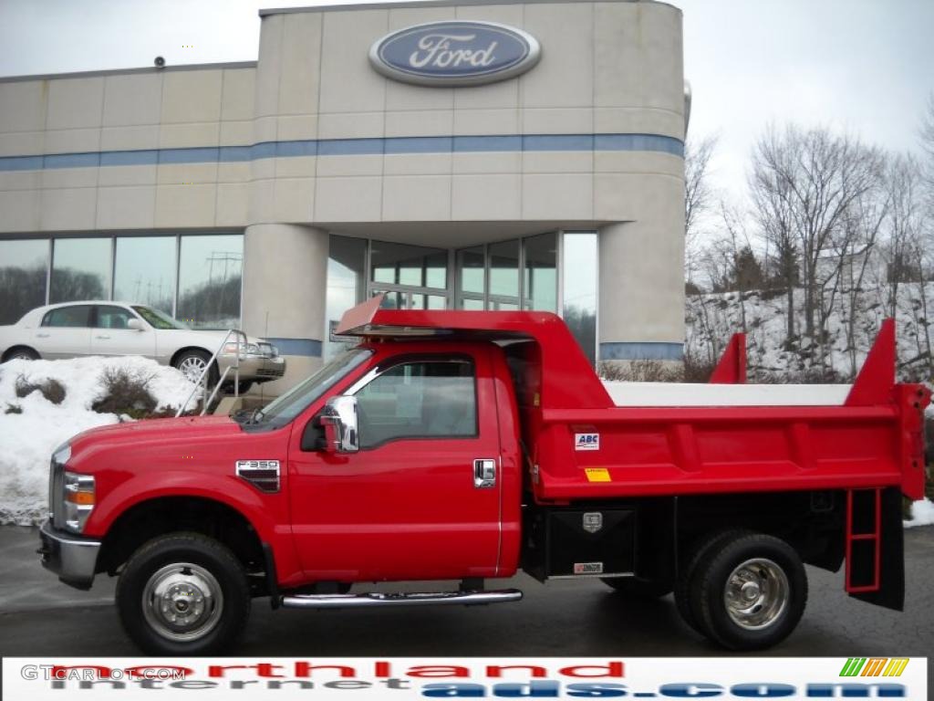 2008 F350 Super Duty XLT Regular Cab 4x4 Dump Truck - Bright Red / Medium Stone photo #1