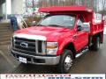 2008 Bright Red Ford F350 Super Duty XLT Regular Cab 4x4 Dump Truck  photo #2