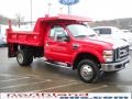 2008 Bright Red Ford F350 Super Duty XLT Regular Cab 4x4 Dump Truck  photo #4