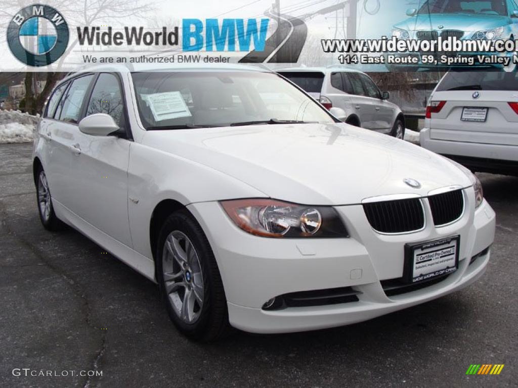 2008 3 Series 328xi Wagon - Alpine White / Beige photo #3