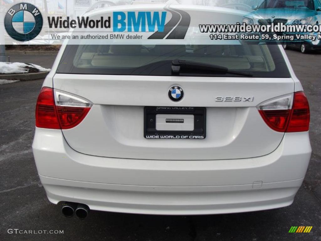 2008 3 Series 328xi Wagon - Alpine White / Beige photo #5