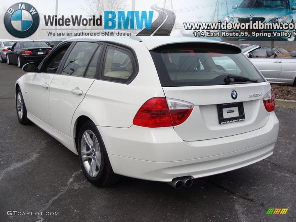 2008 3 Series 328xi Wagon - Alpine White / Beige photo #6