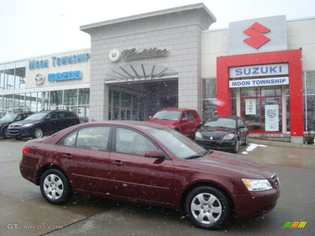 2010 Sonata GLS - Dark Cherry Red / Camel photo #1