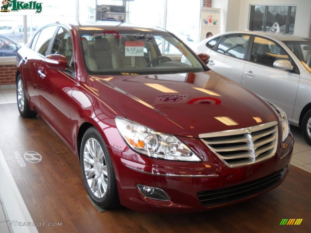 2009 Genesis 3.8 Sedan - Cabernet Red Pearl / Beige photo #1