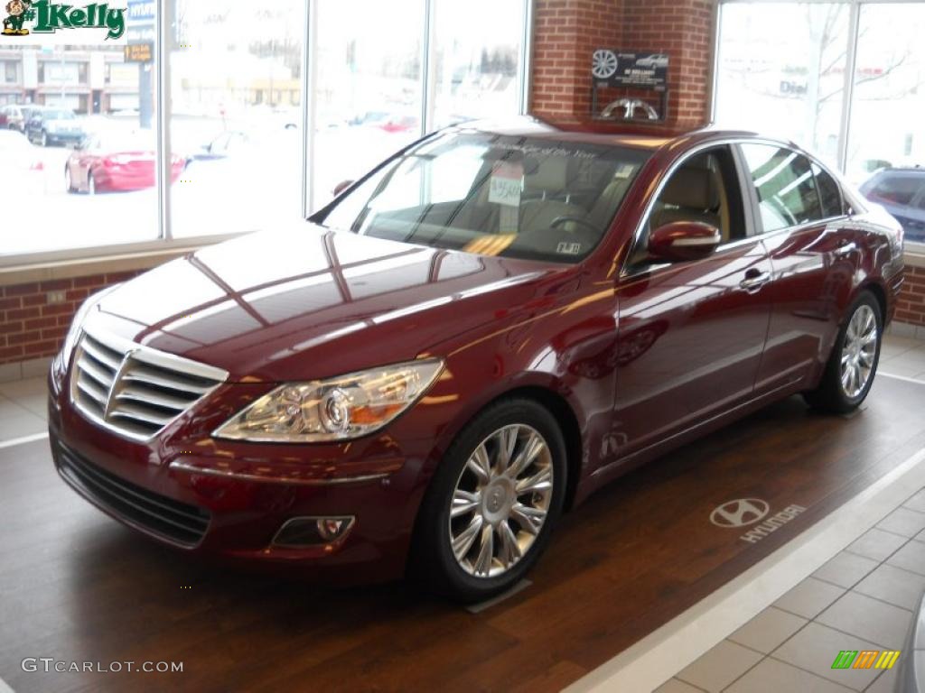 2009 Genesis 3.8 Sedan - Cabernet Red Pearl / Beige photo #3