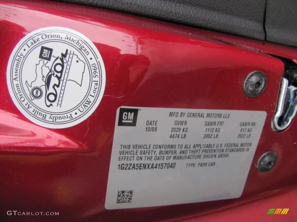 2010 G6 GT Sedan - Performance Red Metallic / Ebony photo #35