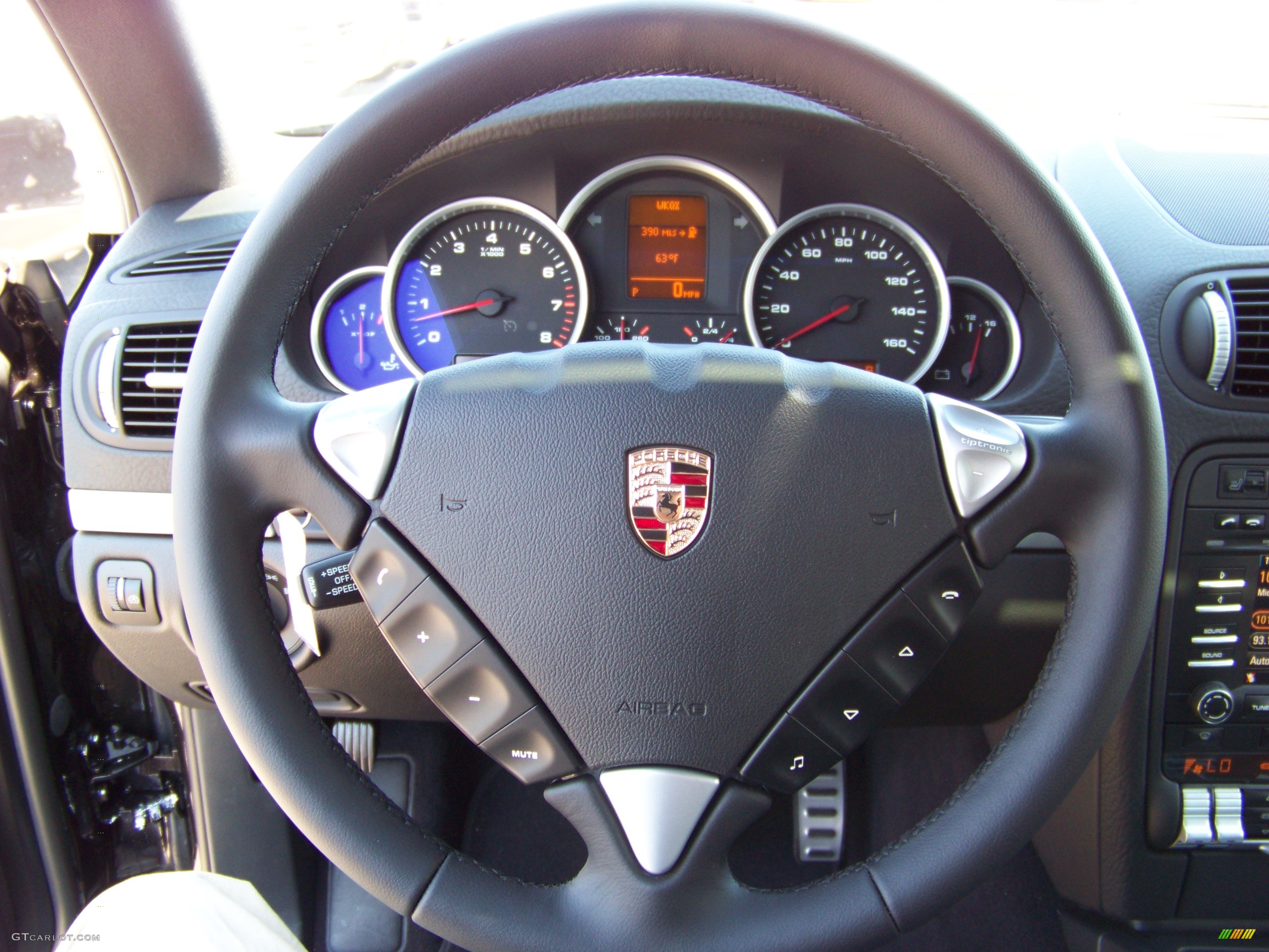 2009 Porsche Cayenne S Black Full Leather Steering Wheel Photo #263927