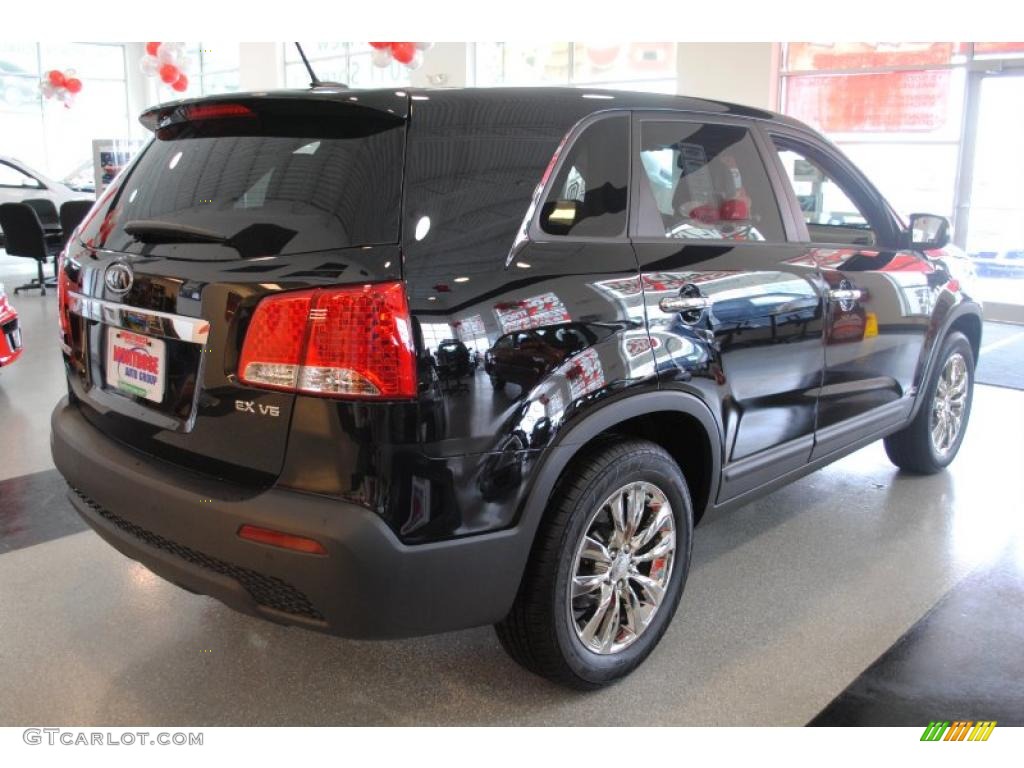 2011 Sorento EX V6 AWD - Ebony Black / Beige photo #8