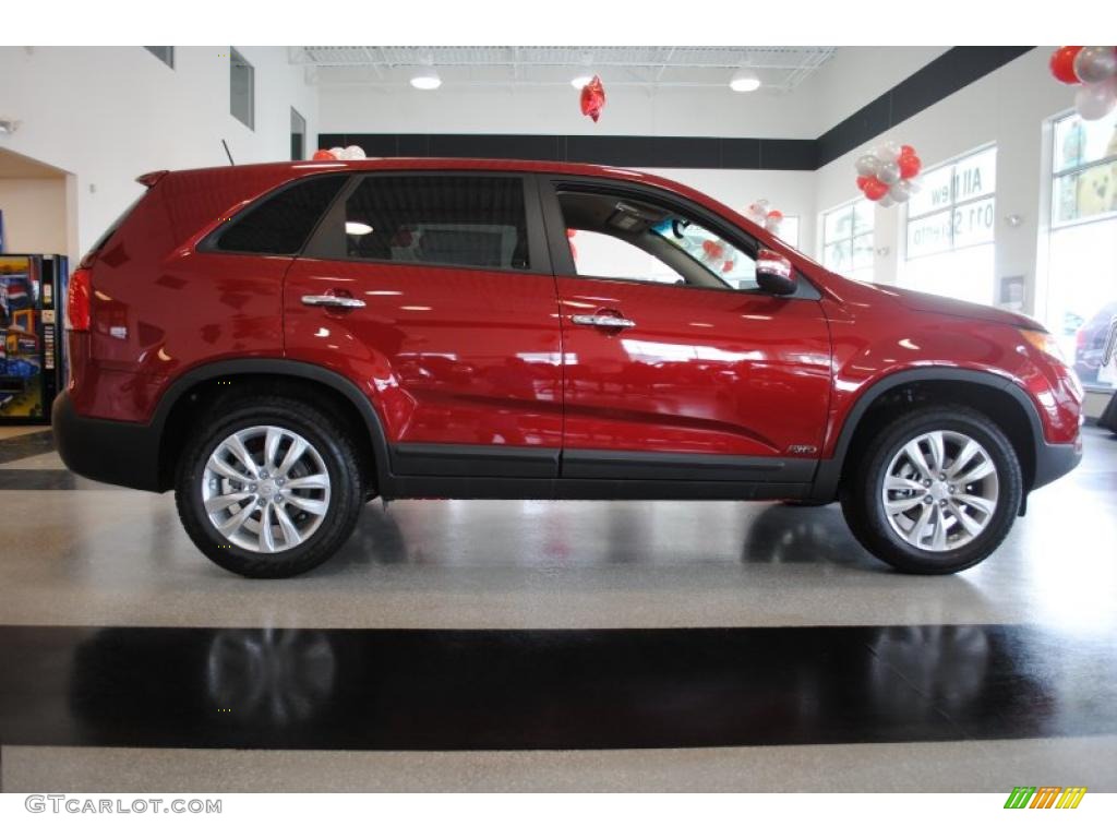 2011 Sorento EX AWD - Spicy Red / Beige photo #9