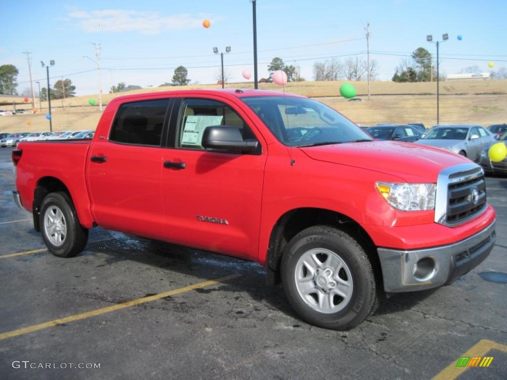 2010 Tundra CrewMax - Radiant Red / Sand Beige photo #2