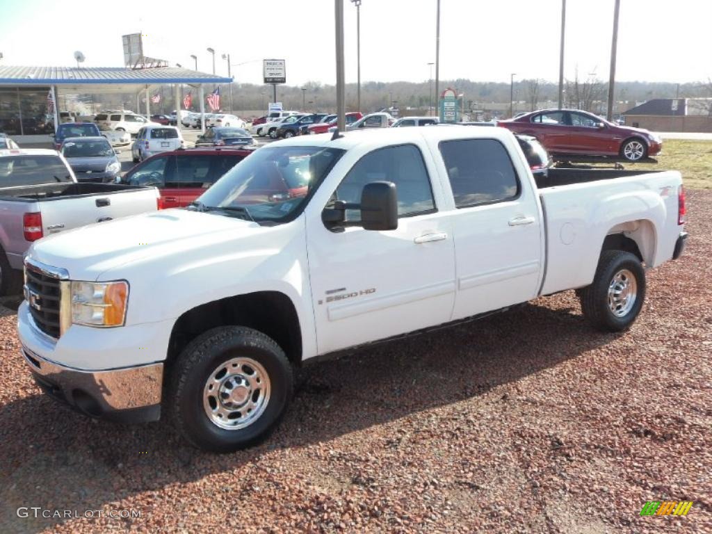 2008 Sierra 2500HD SLT Crew Cab 4x4 - Summit White / Dark Titanium/Light Titanium photo #1