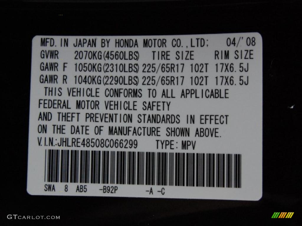 2008 CR-V EX 4WD - Nighthawk Black Pearl / Black photo #19