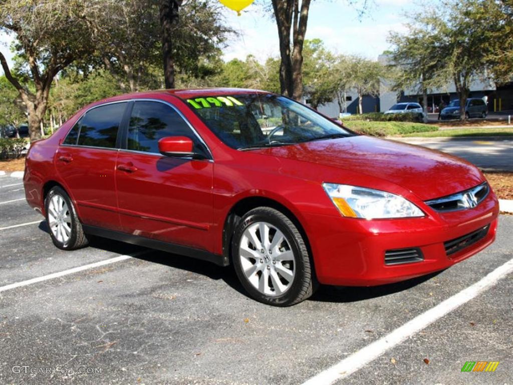 2007 Accord SE V6 Sedan - Moroccan Red Pearl / Gray photo #1