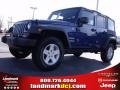 2010 Deep Water Blue Pearl Jeep Wrangler Unlimited Sport 4x4  photo #1