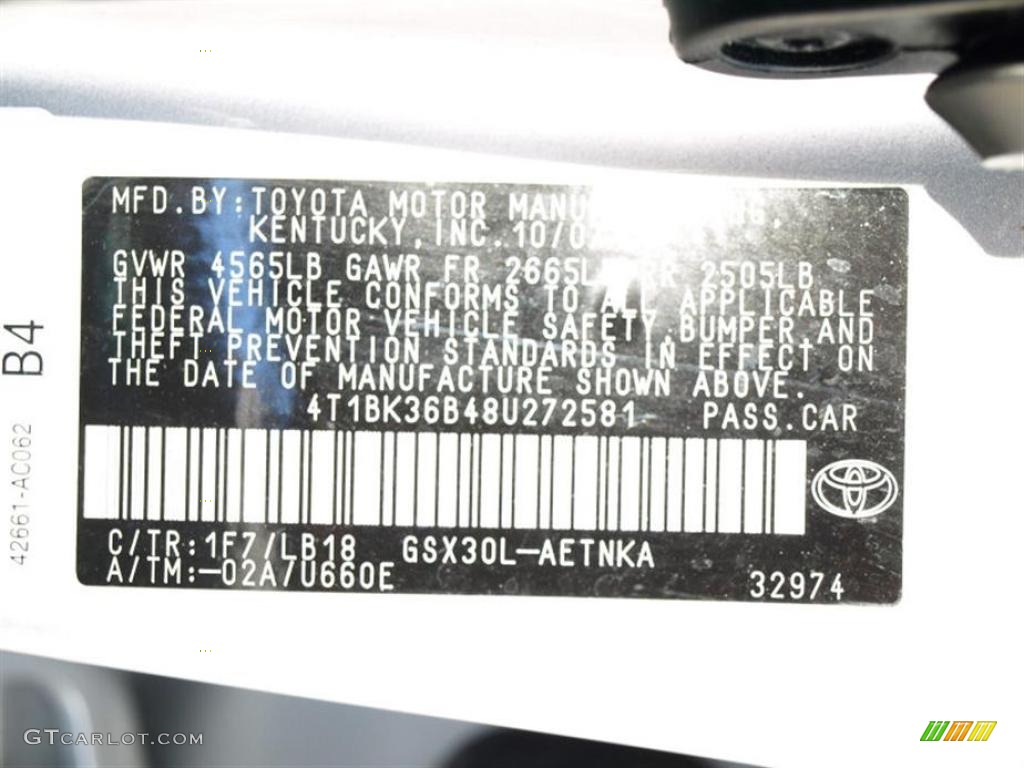 2008 Avalon Touring - Classic Silver Metallic / Dark Charcoal photo #17