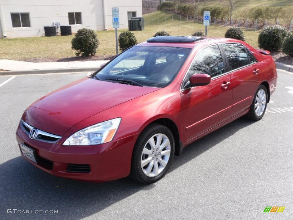 2007 Accord EX-L V6 Sedan - Moroccan Red Pearl / Black photo #1