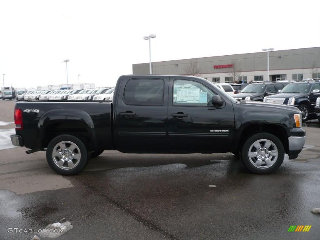 2010 Sierra 1500 SLE Crew Cab 4x4 - Carbon Black Metallic / Ebony photo #3