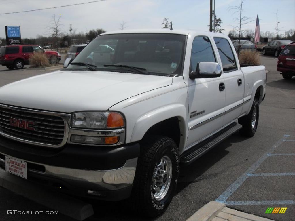 2002 Sierra 2500HD SLT Crew Cab 4x4 - Summit White / Neutral photo #1