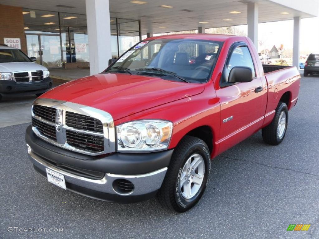 2008 Ram 1500 SLT Regular Cab - Flame Red / Medium Slate Gray photo #1