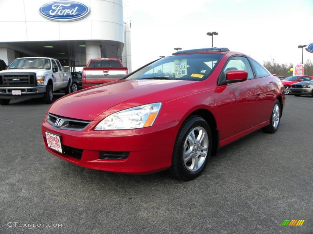 2007 Accord EX-L Coupe - San Marino Red / Ivory photo #6