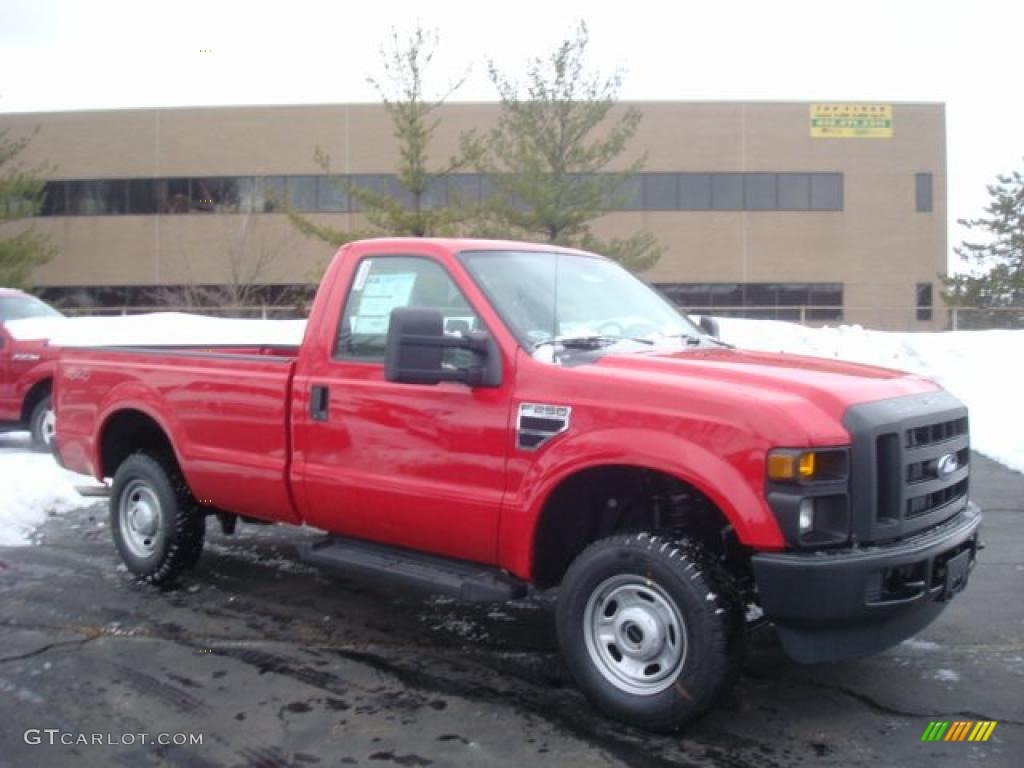 2010 F250 Super Duty XL Regular Cab 4x4 - Vermillion Red / Medium Stone photo #1