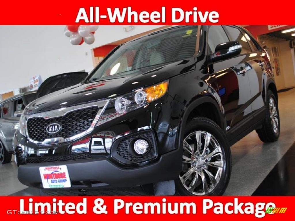 2011 Sorento EX V6 AWD - Ebony Black / Beige photo #1